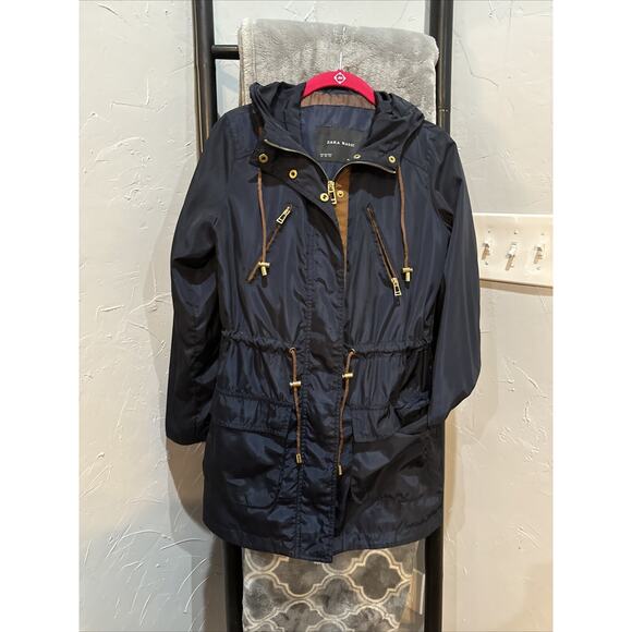 Zara Basic Navy Blue Jacket With Gold Hardware XS - Picture 1 of 9